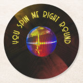Retro groeven: je draait me recht rond ronde kartonnen onderzetter (Voorkant)