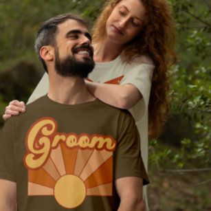 Retro Groom Typography Summer Sun Wedding T-shirt