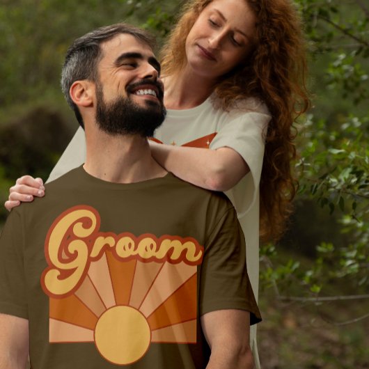 Retro Groom Typography Summer Sun Wedding T-shirt