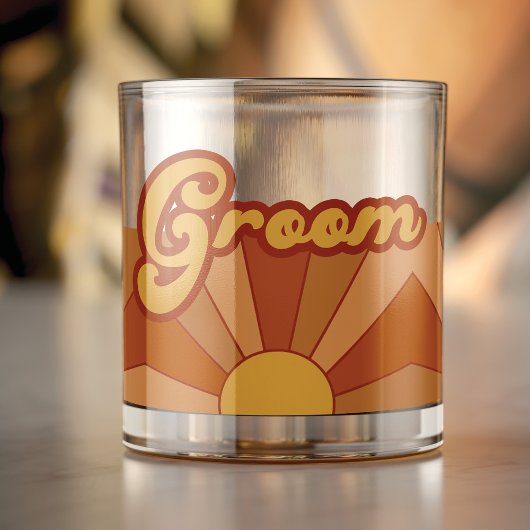 Retro Groom Typography Summer Sun Wedding Whisky Glas