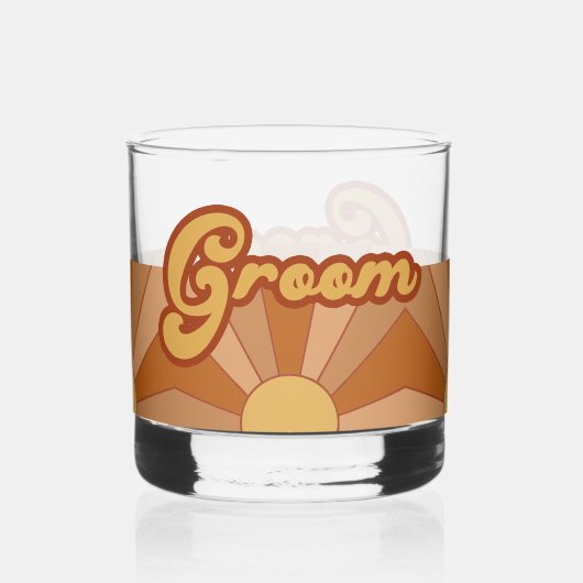 Retro Groom Typography Summer Sun Wedding Whisky Glas (Voorkant)