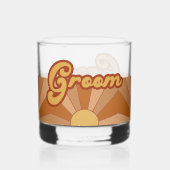 Retro Groom Typography Summer Sun Wedding Whisky Glas (Achterkant)