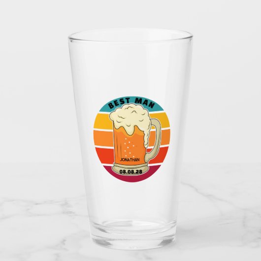 Retro Grooms Man Bachelor Party Weddenschap Beer P Glas (Voorkant)
