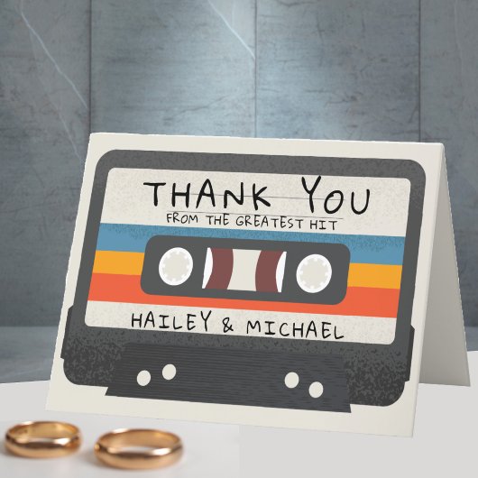 Retro Grootste Hit Cassettebandje Bruiloft Bedankkaart
