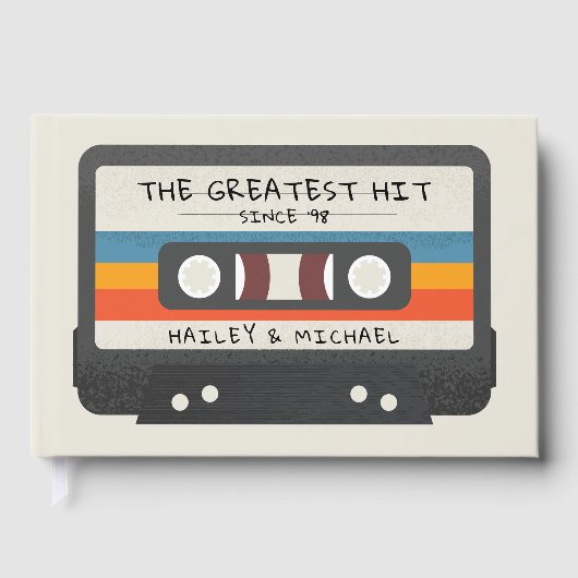  Retro Grootste Hit Cassettebandje Bruiloft Gastenboek (Voorkant)