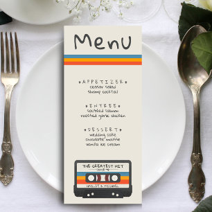 Retro Grootste Hit Cassettebandje Bruiloft Menu