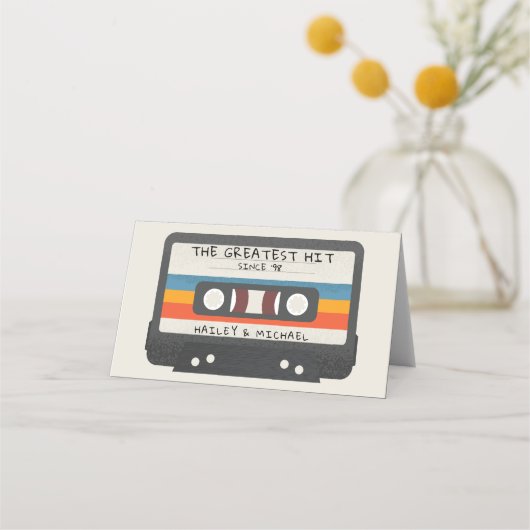  Retro Grootste Hit Cassettebandje Bruiloft Plaatskaartje (Achterkant)