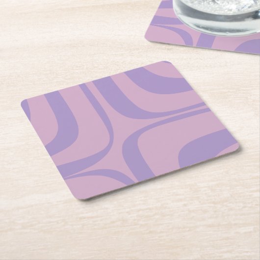 Retro Groove Abstract Paars Lavender Lila Kartonnen Onderzetters (Schuin)