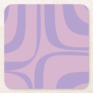 Retro Groove Abstract Paars Lavender Lila Kartonnen Onderzetters
