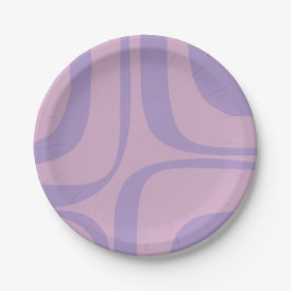 Retro Groove Abstract Paars Lavender Lila Papieren Bordje