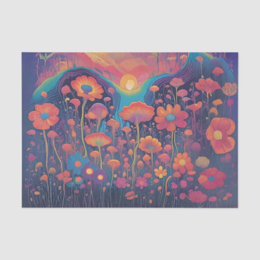 Retro Groove Bloemen Decoupage Tissuepapier (Voorkant)