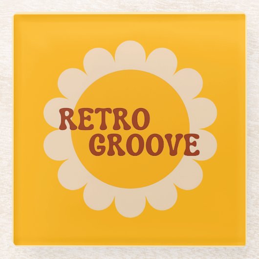 Retro Groove Glas Onderzetter (Voorkant)