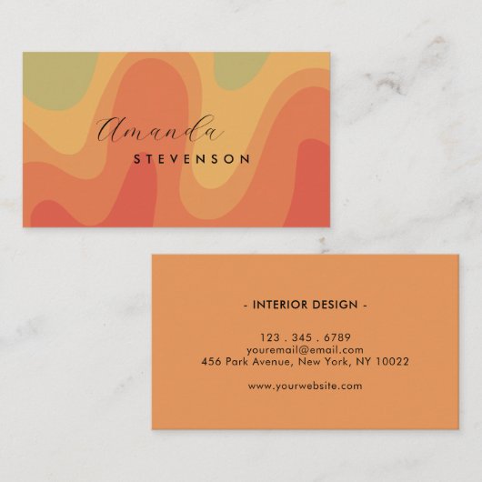 Retro Groove Liquid Abstract III Visitekaartje (Voorkant / Achterkant)