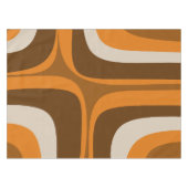 Retro Groove Mid Century Modern Pattern 70s Bruin Tafelkleed (Voorkant (Horizontaal))