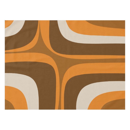 Retro Groove Mid Century Modern Pattern 70s Bruin Tafelkleed (Voorkant (Horizontaal))