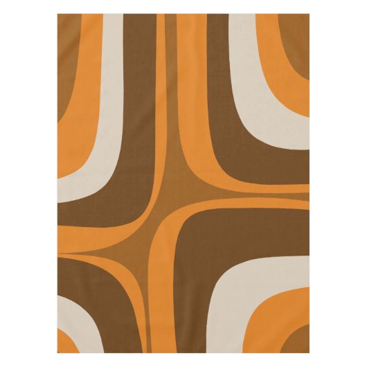 Retro Groove Mid Century Modern Pattern 70s Bruin Tafelkleed (Voorkant)