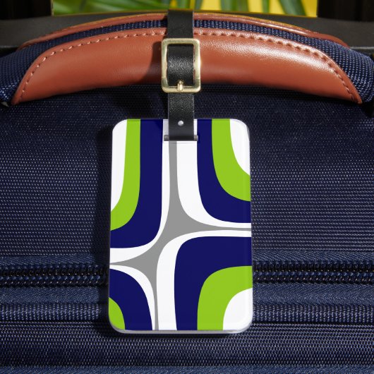 Retro Groove Mid Century Moderne Abstracte Limoen Bagagelabel (Voorkant Insitu 2)