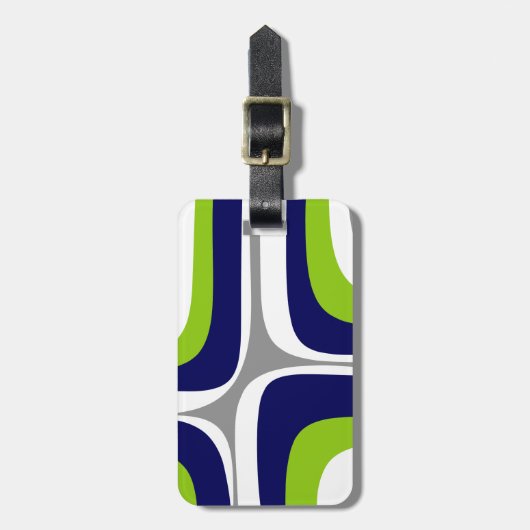 Retro Groove Mid Century Moderne Abstracte Limoen Bagagelabel (Voorkant verticaal)