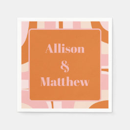 Retro Groove Modern Minimalist Roze en Oranje Servet