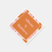 Retro Groove Modern Minimalist Roze en Oranje Servet (Hoek)