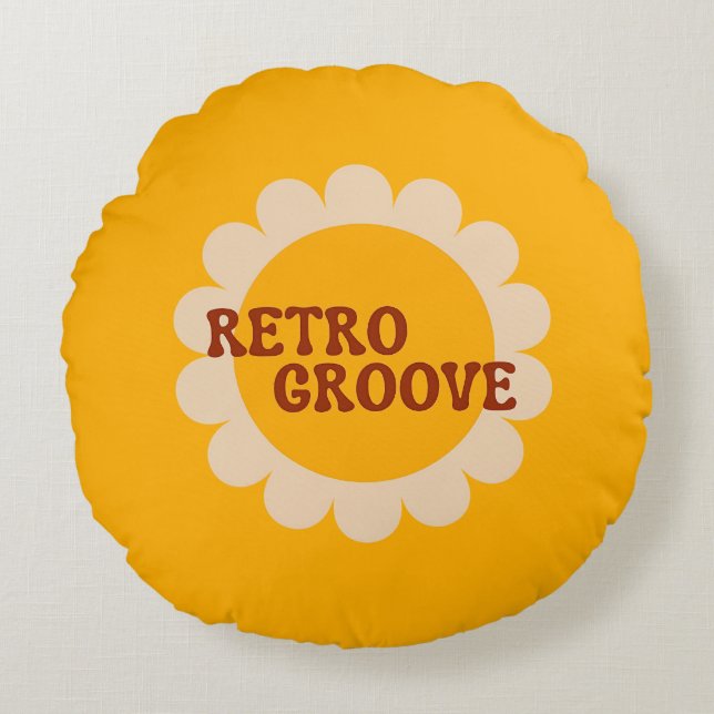 Retro Groove Ronde Kussen (Voorkant)