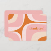 Retro Groove Roze en Oranje Abstract Patroon Bedankkaart (Voorkant / Achterkant)