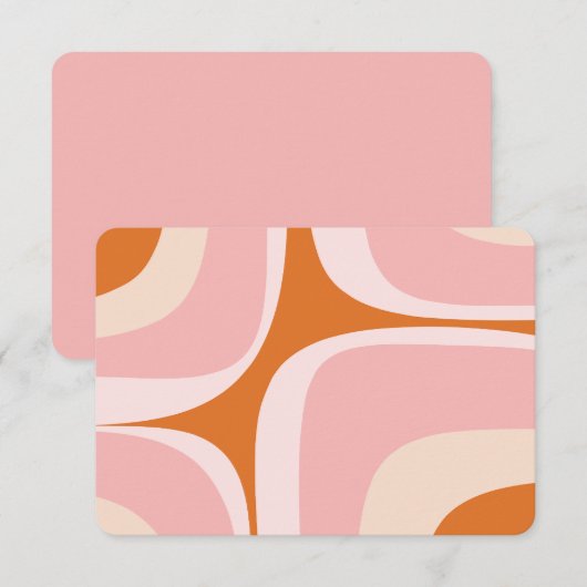 Retro Groove Roze en Oranje Abstract Patroon Bedankkaart (Voorkant / Achterkant)