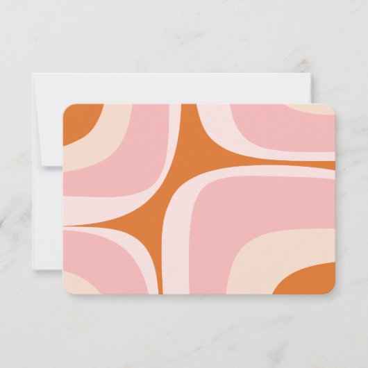 Retro Groove Roze en Oranje Abstract Patroon Bedankkaart (Voorkant)