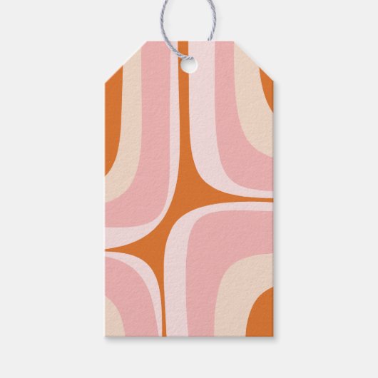 Retro Groove Roze en Oranje Abstract Patroon Cadeaulabel (Voorkant)