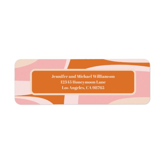 Retro Groove Roze en Oranje Abstract Patroon Etiket (Voorkant)