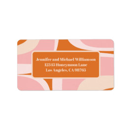 Retro Groove Roze en Oranje Abstract Patroon Etiket