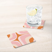 Retro Groove Roze en Oranje Abstract Patroon Kartonnen Onderzetters (Insitu)
