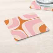 Retro Groove Roze en Oranje Abstract Patroon Kartonnen Onderzetters (Schuin)
