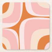 Retro Groove Roze en Oranje Abstract Patroon Kartonnen Onderzetters (Voorkant)