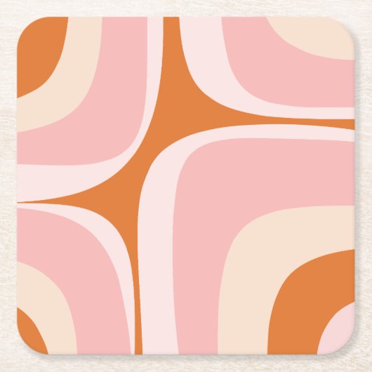 Retro Groove Roze en Oranje Abstract Patroon Kartonnen Onderzetters (Voorkant)