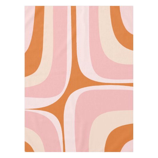 Retro Groove Roze en Oranje Abstract Patroon Tafelkleed (Voorkant)