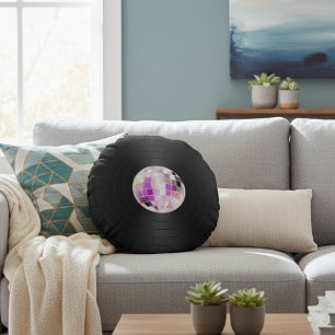 Retro Groove Vinylplaat Ronde Kussen