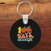 Retro Groovy 100 dagen Brighter Student 100th Day  Sleutelhanger (Voorkant)