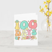 Retro Groovy 100 Dagen Gelukkige 100ste Dag van Sc Kaart (Gele Bloem)