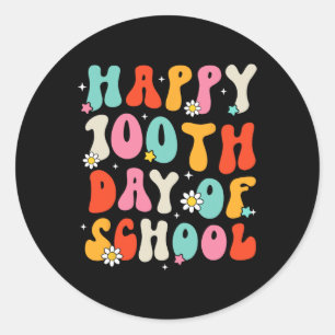 Retro Groovy 100 Dagen Gelukkige 100ste Dag van Sc Ronde Sticker