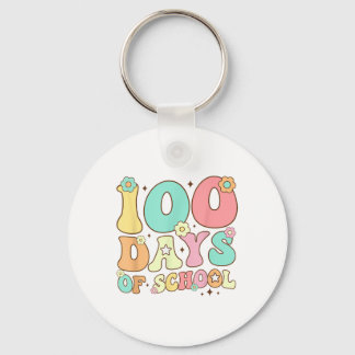 Retro Groovy 100 Dagen Gelukkige 100ste Dag van Sc Sleutelhanger