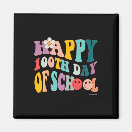 Retro Groovy 100 dagen school voor Teache Magneet (Voorkant)