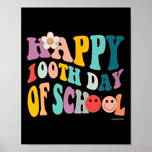Retro  Groovy 100 dagen school voor Teache Poster (Voorkant)