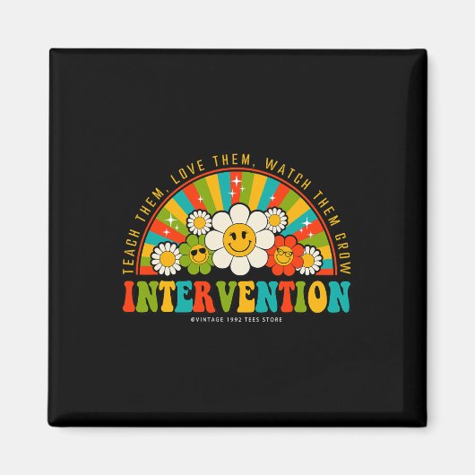 Retro Groovy 100 dagen schoolleraar Interventi Magneet (Voorkant)