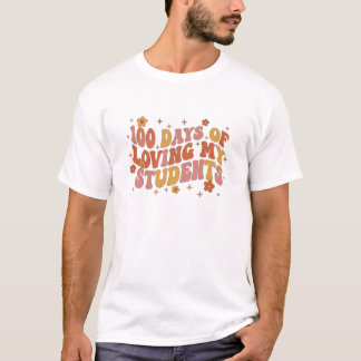 Retro Groovy 100 dagen van het liefhebben van mijn T-shirt