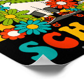 Retro Groovy 100 dagen van schoolleraren Kinder GH Poster (Hoek)