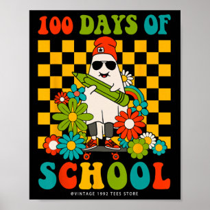 Retro Groovy 100 dagen van schoolleraren Kinder GH Poster
