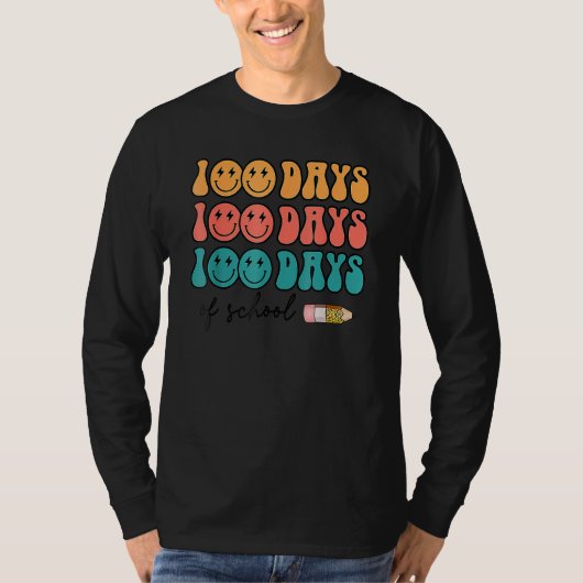 Retro Groovy 100 Days Of School Lightning Bolt Stu T-shirt (Voorkant)