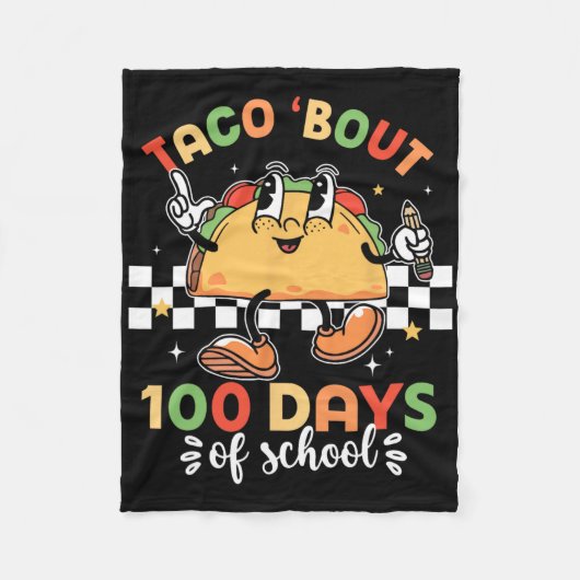 Retro Groovy 100e dag leraar Taco - op 100 dagen Fleece Deken (Voorkant)