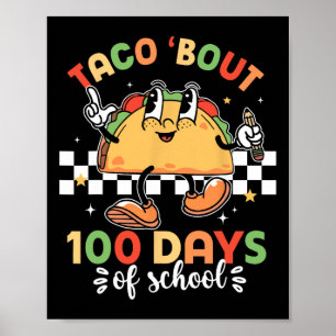 Retro Groovy 100e dag leraar Taco - op 100 dagen Poster